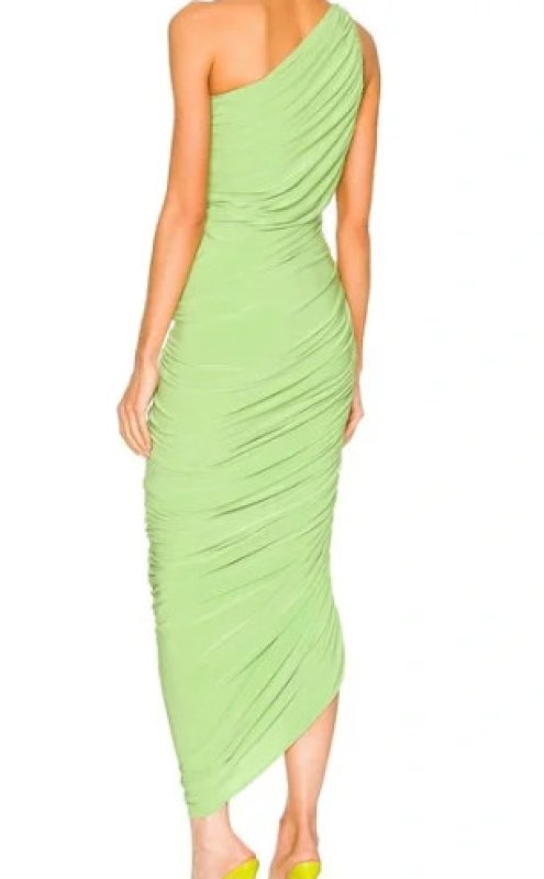 画像2: 【サラジェシカパーカー着用】Norma Kamali ノーマカマリ　Diana ワンショルダーGown  Gemini Green (2)