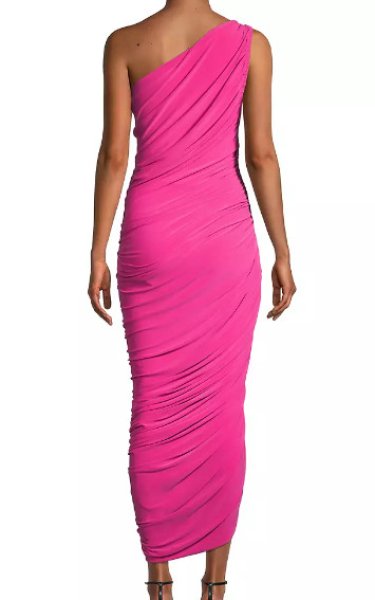 画像2: 【サラジェシカパーカー着用】Norma Kamali ノーマカマリ Diana ワンショルダーGown  ローズ (2)