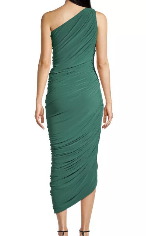 画像2: 【サラジェシカパーカー着用】Norma Kamali ノーマカマリ　Diana ワンショルダーGown　マウンテングリーン (2)