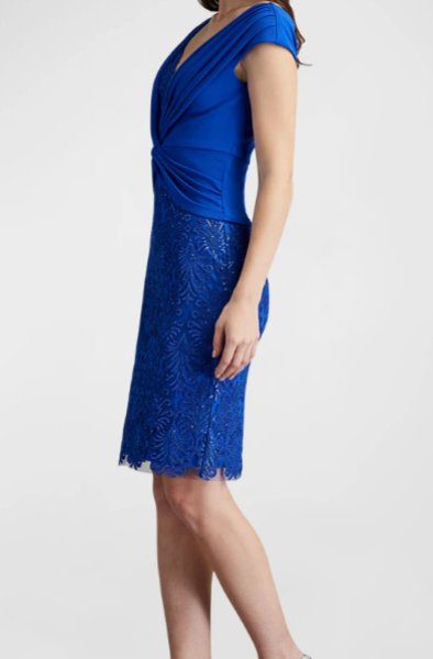 画像3: Tadashi Shoji タダシショージ   NAYA TWIST-KNOT SEQUIN EMBROIDERED DRESS ブルー系 (3)