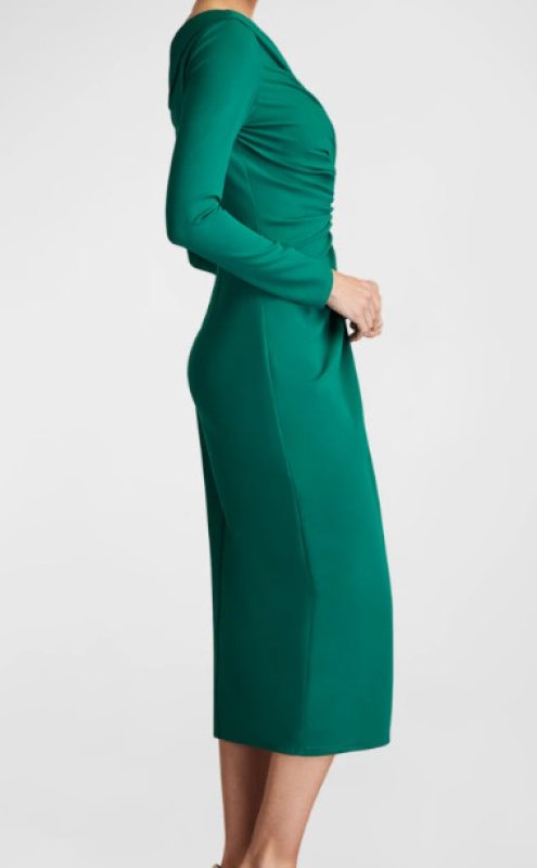 画像3: 【ドラマ使用】Tadashi Shoji タダシショージ   BLUME GATHERED MIDI DRESS グリーン (3)