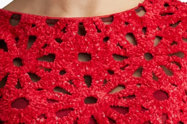 画像3: セール!Tadashi Shoji タダシショージ  REVA EMBROIDERED SHIFT DRESS   レッド (3)