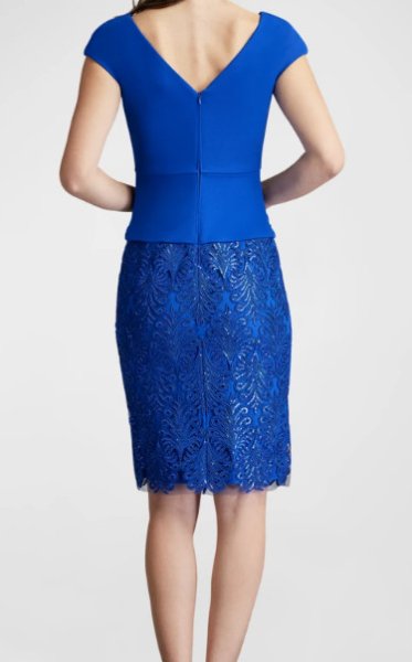 画像2: Tadashi Shoji タダシショージ   NAYA TWIST-KNOT SEQUIN EMBROIDERED DRESS ブルー系 (2)