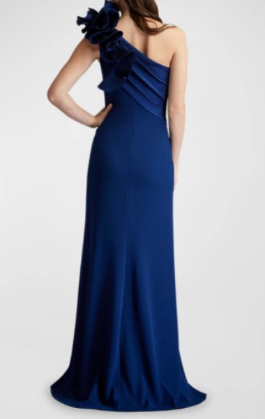 画像3: Tadashi Shoji タダシショージ  KORRA  ワンショルダー Gown ネイビー (3)