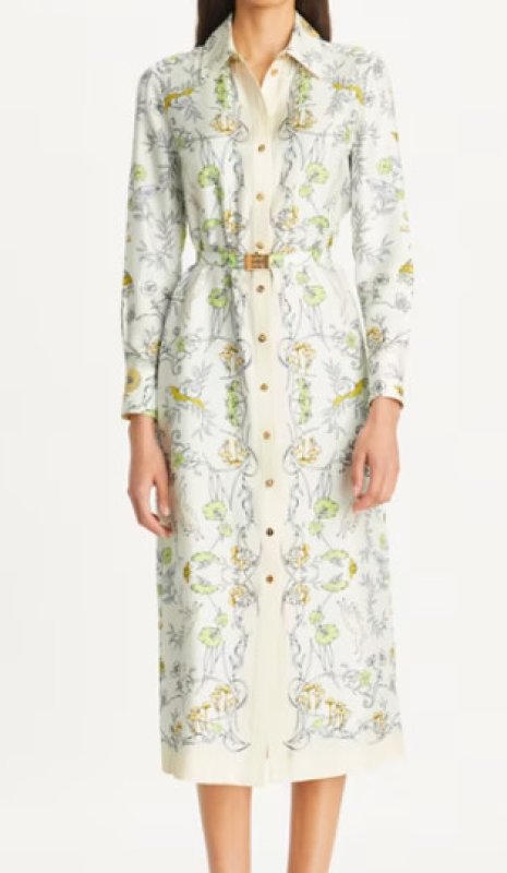 画像1: 【矢田亜希子さん着用】Tory Burch トリーバーチ　　プリント シルクツイル シャツドレス  03162 (1)