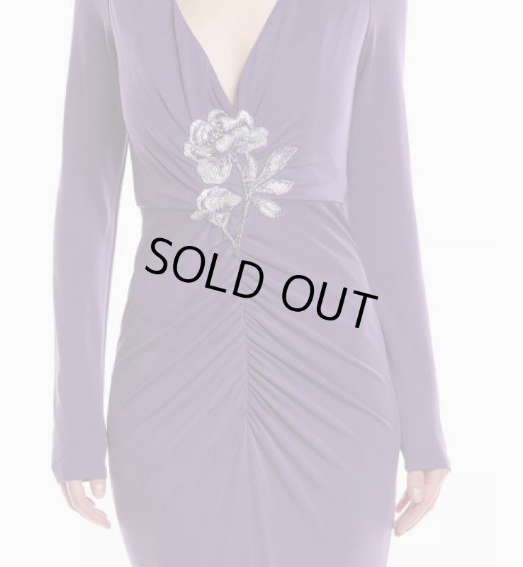 画像2: セール！Marchesa Notte マルケッサノッテ  MATTE RUCHED GOWN　パープル系  06271 (2)