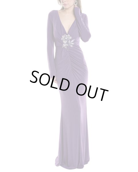 画像1: セール！Marchesa Notte マルケッサノッテ  MATTE RUCHED GOWN　パープル系  06271 (1)