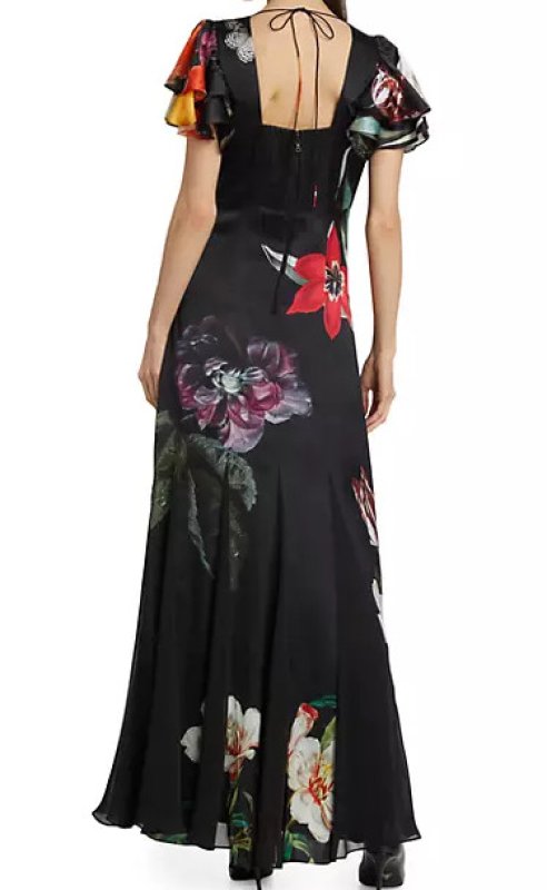 画像3: 【パリスヒルトン愛用】Alice + Olivia アリスアンドオリビア  Fara Floral Butterfly Flutter Maxi Dress  11053 (3)