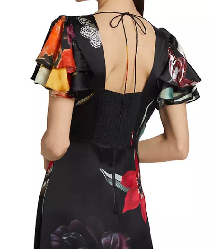 画像4: 【パリスヒルトン愛用】Alice + Olivia アリスアンドオリビア  Fara Floral Butterfly Flutter Maxi Dress  11053 (4)