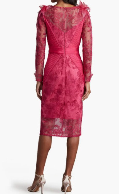 画像2: セール！Tadashi Shoji  タダシショージ  　ASTERA FLORAL EMBELLISHED ILLUSION DRESS ピンク (2)