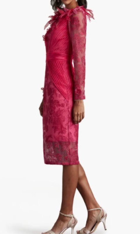 画像3: セール！Tadashi Shoji  タダシショージ  　ASTERA FLORAL EMBELLISHED ILLUSION DRESS ピンク (3)