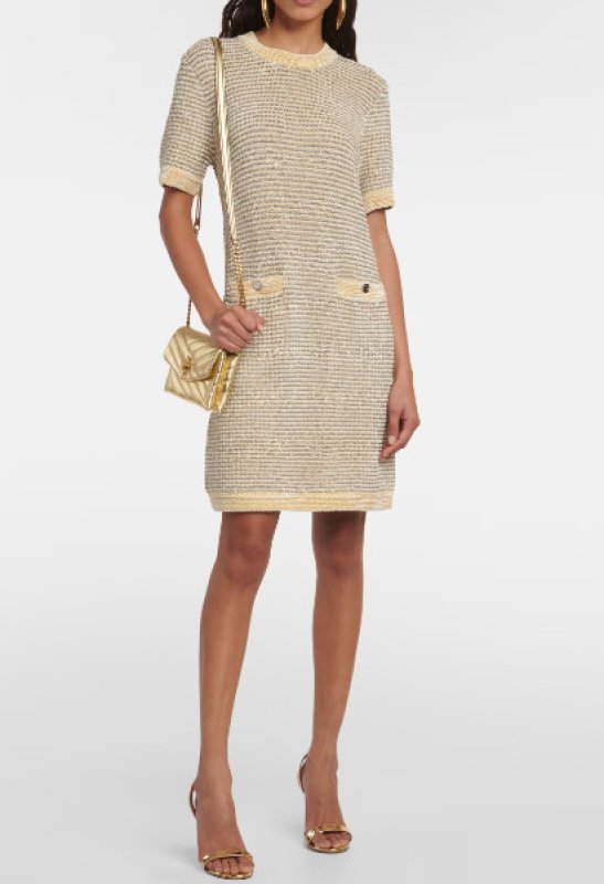 画像1: 【矢田亜希子さん着用】Tory Burch トリーバーチ　 ストライプベルベットドレス  11281 (1)