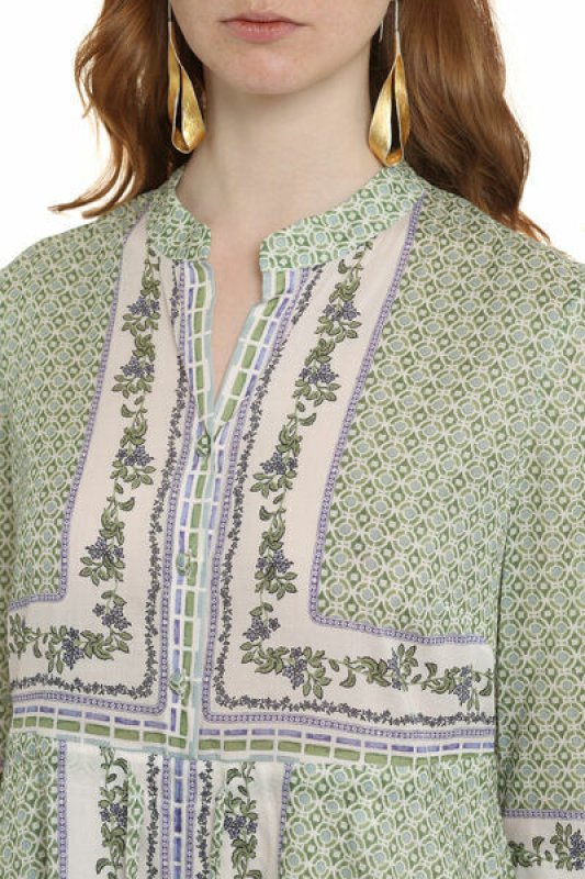 画像2: 再販売セール！【佐々木希さん着用】Tory Burch トリーバーチ　 コットンプリントシャツドレス  08161 (2)