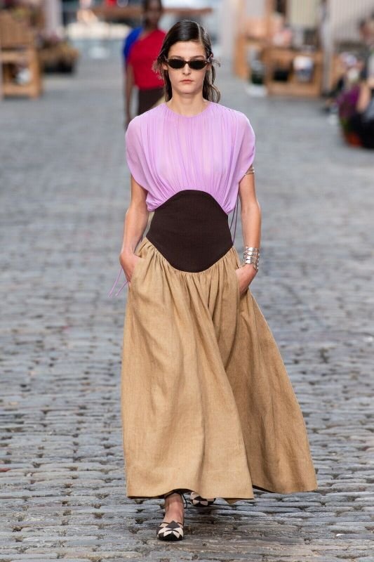 画像5: 【めるるさん、ルーシーリュウ着用】Tory Burch トリーバーチ　カラーブロック Burlap Dress 07091 (5)