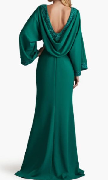 画像2:  Tadashi Shoji  タダシショージ MOLINE COWL BACK GOWN  グリーン系  10101 (2)