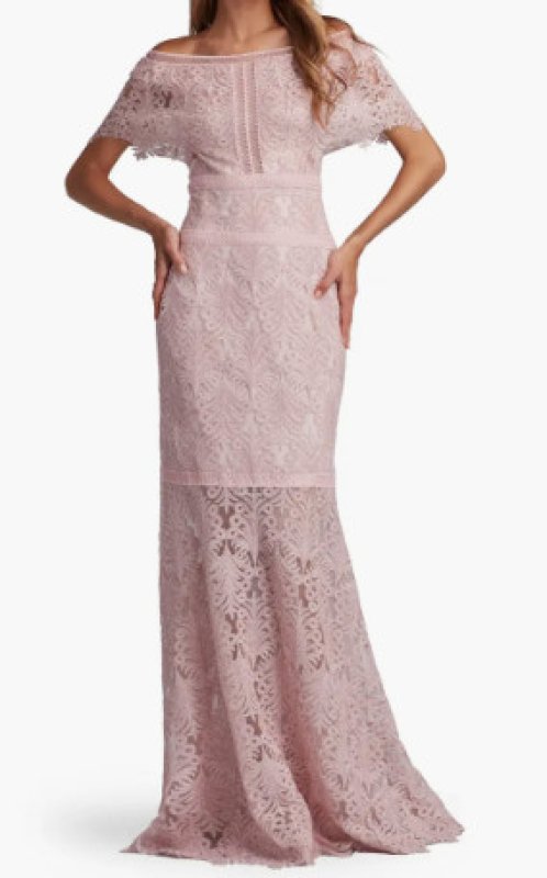 画像1: Tadashi Shoji タダシショージ  PENI EMBROIDERED TULLE GOWN ピンク系  12134 (1)