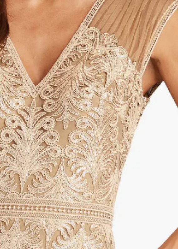 画像3: Tadashi Shoji タダシショージ   　EVONNE SEQUIN EMBROIDERED DRESS ベージュ系  12144 (3)