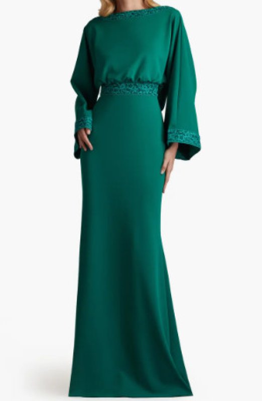 画像1:  Tadashi Shoji  タダシショージ　MOLINE COWL BACK GOWN  グリーン系  10101 (1)