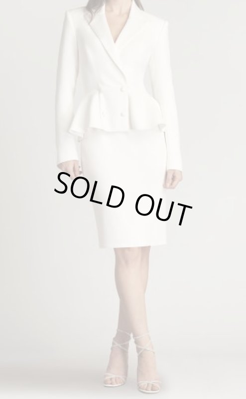 画像1: Tadashi Shoji  タダシショージ 　GILLES PEPLUM TUXEDO DRESS　ホワイト系  08274 (1)