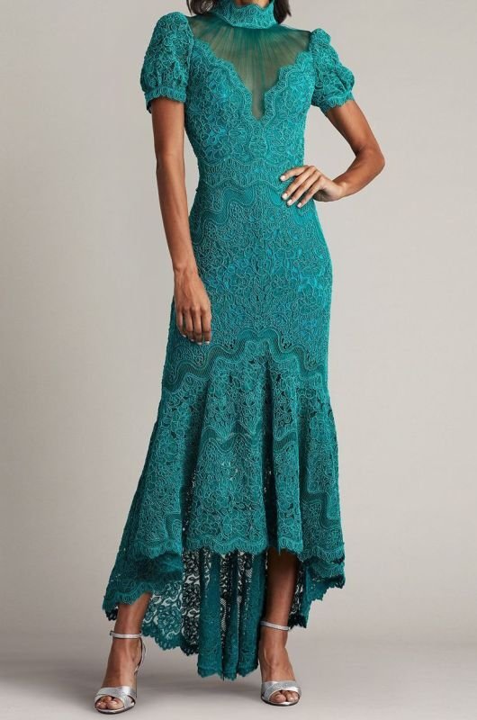 画像1: セール！Tadashi Shoji タダシショージ  COVINA HIGH-LOW ILLUSION DRESS グリーン系   (1)
