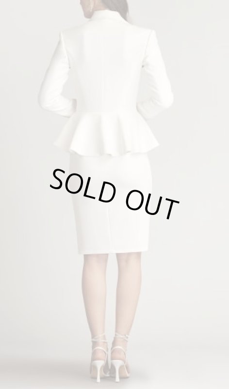 画像2: Tadashi Shoji  タダシショージ 　GILLES PEPLUM TUXEDO DRESS　ホワイト系  08274 (2)