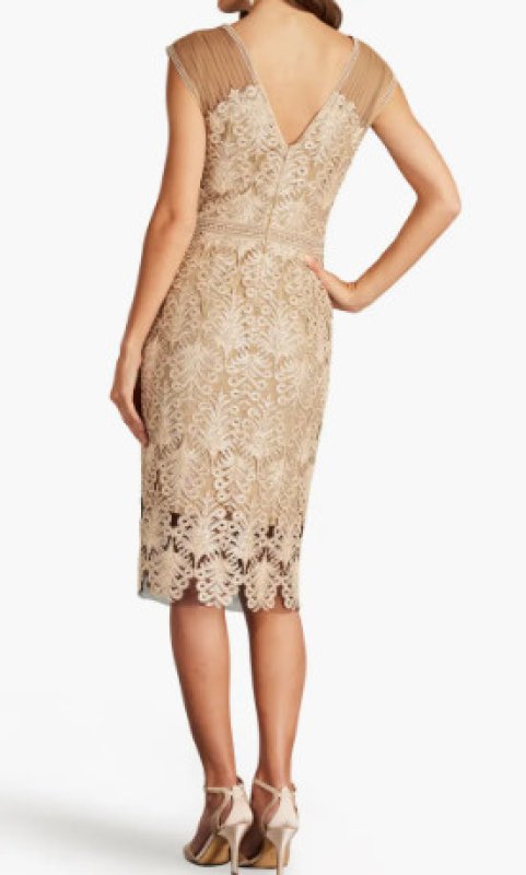画像2: Tadashi Shoji タダシショージ   　EVONNE SEQUIN EMBROIDERED DRESS ベージュ系  12144 (2)