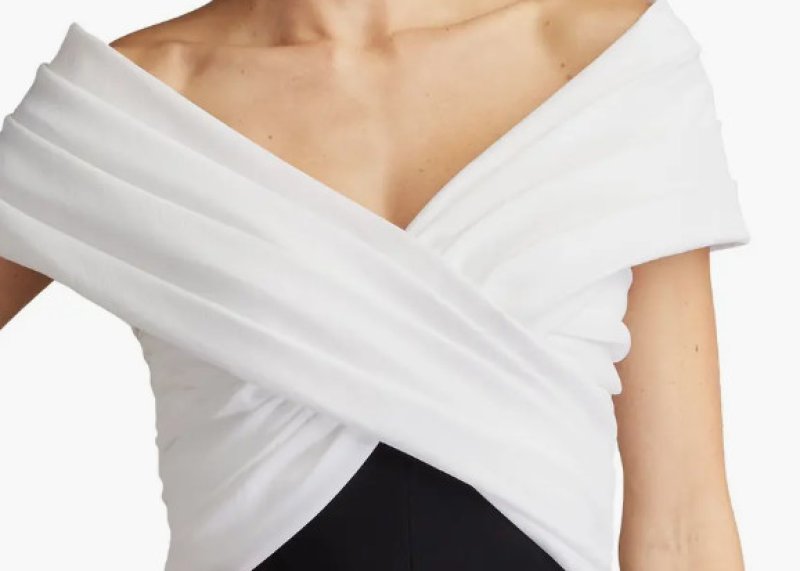 画像4: 【25ans掲載】Tadashi Shoji タダシショージ  BENZ PLEATED PORTRAIT COLLAR GOWN 　ブラック、ホワイト   (4)