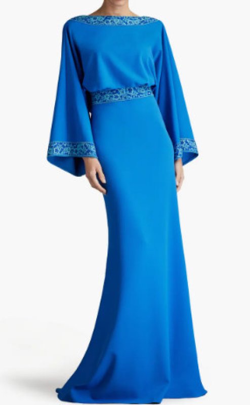 画像1:  Tadashi Shoji  タダシショージ　MOLINE COWL BACK GOWN ブルー系   10101 (1)