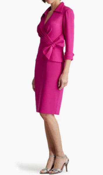 画像4: Tadashi Shoji タダシショージ  SEAVER MOCK TWO-PIECE COLLARED DRESS   ピンク系   (4)