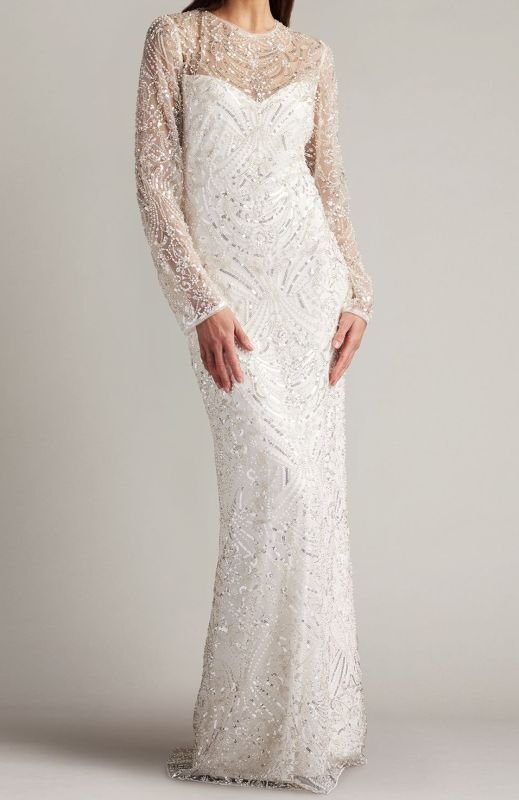 画像1: セール！【武田玲奈さん着用】Tadashi Shoji タダシショージ  Keziah  GOWN　ホワイト系 (1)