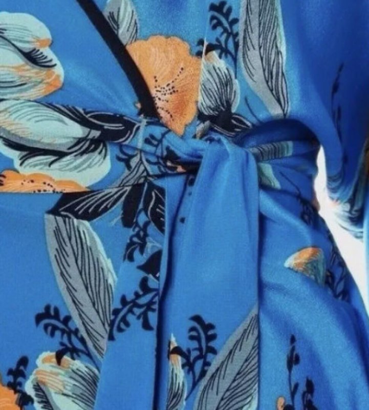 画像3: セール【エヴァロンゴリア愛用】Diane von Furstenberg 　ダイアンフォンファステンバーグ　Eloise ラップ風ドレス　ブルー、ピーチ系  06012 (3)