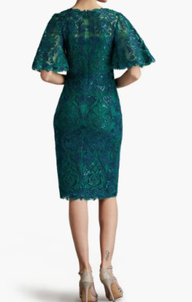 画像3: Tadashi Shoji タダシショージ  Leya フラッタースリーブドレス  グリーン系 (3)