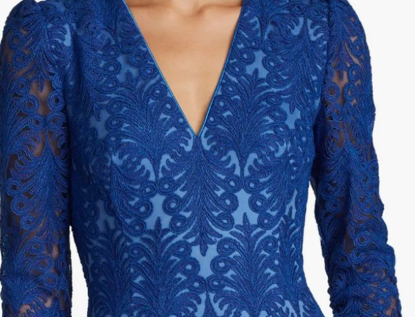 画像3: セール!Tadashi Shoji タダシショージ   Arcela ハンカチーフヘムミディドレス ブルー系 (3)