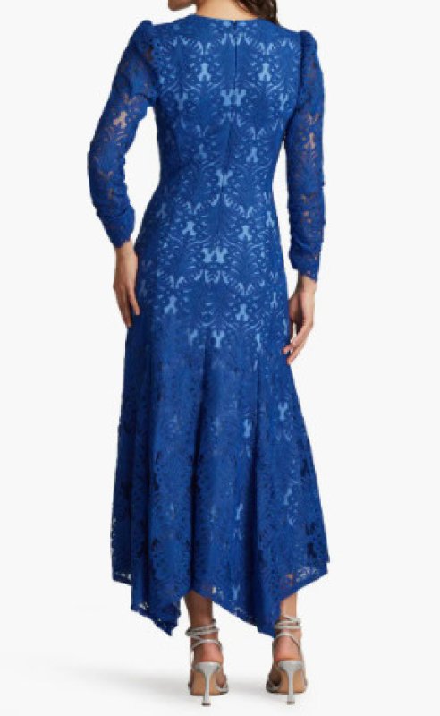 画像2: セール！Tadashi Shoji タダシショージ  　Arcela ハンカチーフヘムミディドレス　ブルー系 (2)