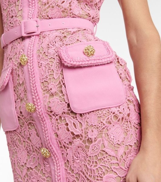 画像2: Self Portrait セルフポートレート Pink Guipure Lace Midi Dress (2)