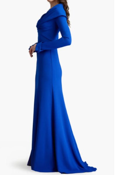 画像3: Tadashi Shoji タダシショージ   Pasco Portrait Collar Gown  ブルー (3)