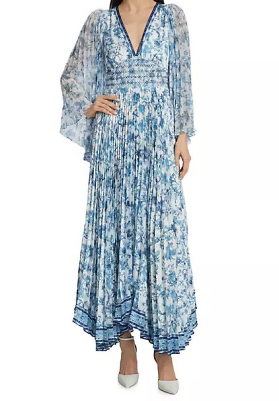 画像1: 【ヒルトン姉妹愛用】Alice + Olivia アリスアンドオリビア　  Sion Maxi Dress ブルー系  12115 (1)