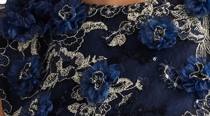 画像3: セール！Tadashi Shoji タダシショージ  Maryam 3D Floral Embroidered Dress ネイビー系 (3)