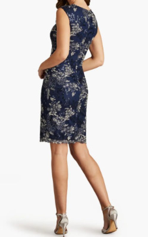 画像2: セール！Tadashi Shoji タダシショージ  Maryam 3D Floral Embroidered Dress ネイビー系 (2)