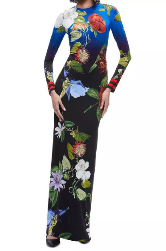 画像1: Alice + Olivia アリスアンドオリビア  DELORA LUNCH DATE OPEN-BACK FLORAL MAXI DRESS   11055 (1)