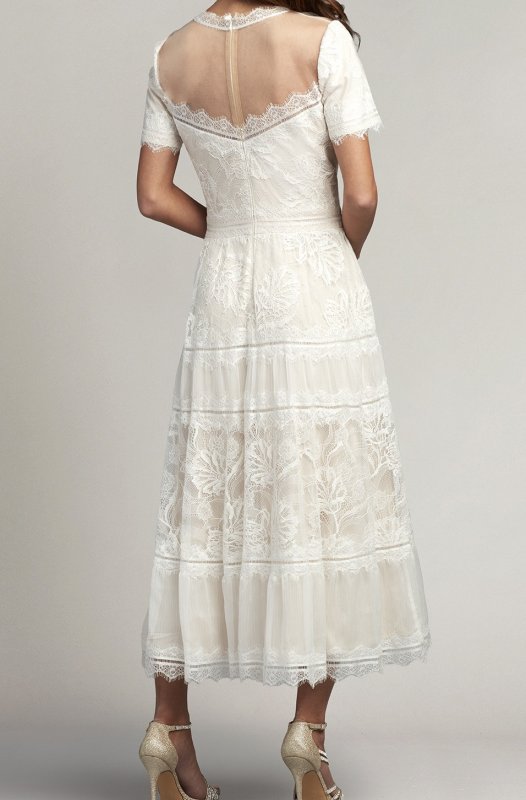 画像3: Tadashi Shoji タダシショージ   camilla Lace Tea-Length ドレス  アイボリー系  02132 (3)