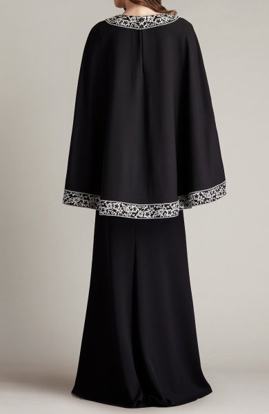 画像3: 【アンミカさん愛用】Tadashi Shoji  タダシショージ Bian Cape Gown ブラック  10081 (3)
