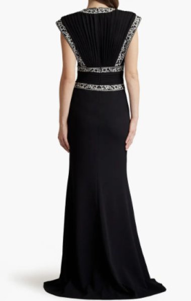 画像2: Tadashi Shoji  タダシショージ Bedi Embroidered Trim Gown ブラック (2)