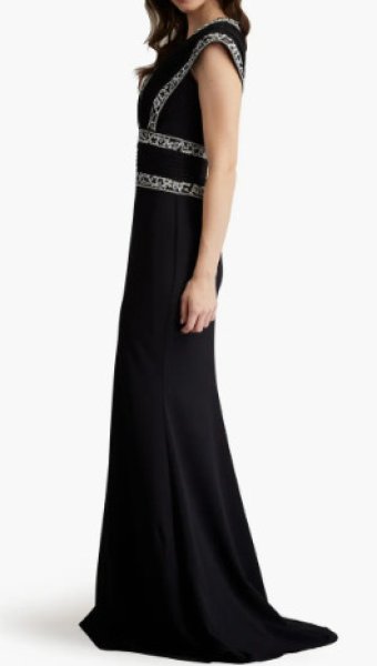 画像3: Tadashi Shoji  タダシショージ Bedi Embroidered Trim Gown ブラック (3)