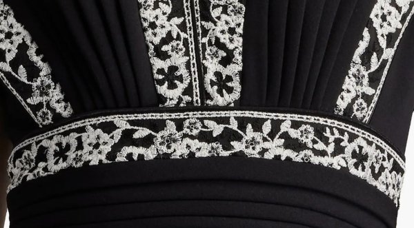 画像4: Tadashi Shoji  タダシショージ Bedi Embroidered Trim Gown ブラック (4)