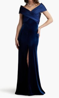 Tadashi Shoji タダシショージ Milica Draped Portrait Collar Gown