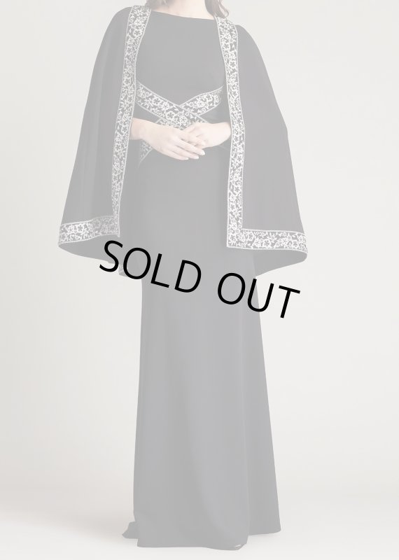 画像1: 【アンミカさん愛用】Tadashi Shoji  タダシショージ　Bian Cape Gown　ブラック  10081 (1)