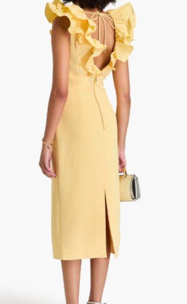 画像2: Rebecca Vallance レベッカヴァランス Chloe ラッフルミディドレス イエロー  01132 (2)
