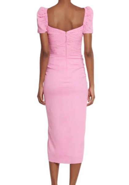 画像2: セール!【TWICW、ジヒョ着用】 Self Portrait セルフポートレート Pink Stretch Crepe Wrap Midi Dress (2)