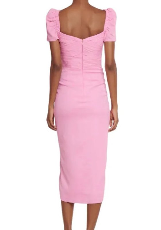 画像2: セール！【TWICW、ジヒョ着用】 Self Portrait セルフポートレート Pink Stretch Crepe Wrap Midi Dress (2)